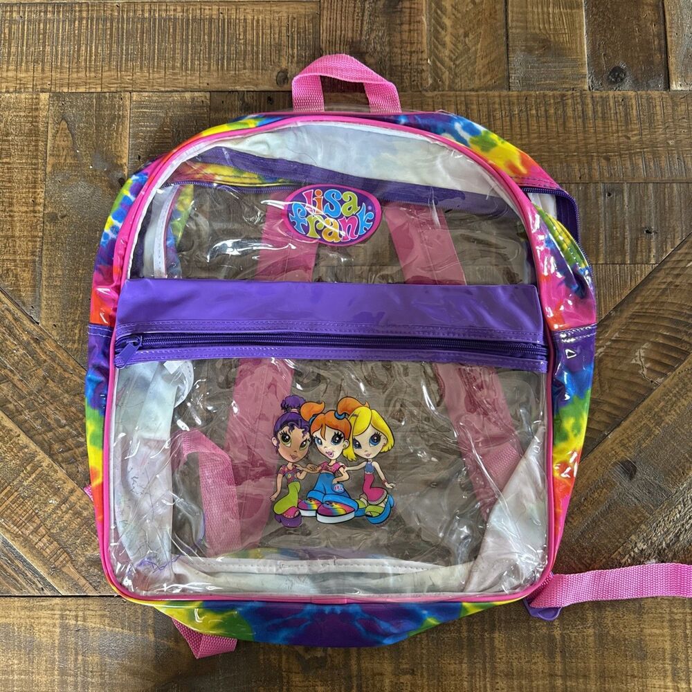 Vintage 90s Lisa Frank Clear Backpack Groovy Hippie Girls 3 Friends Y2K Rare